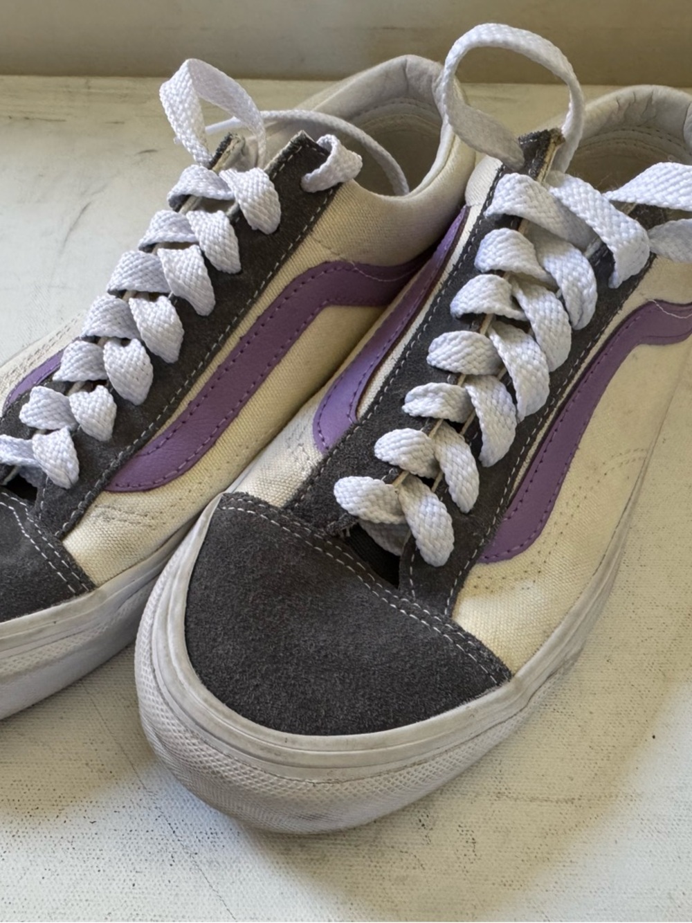 Vans Off-White/Black Canvas Low-Top Sneakers